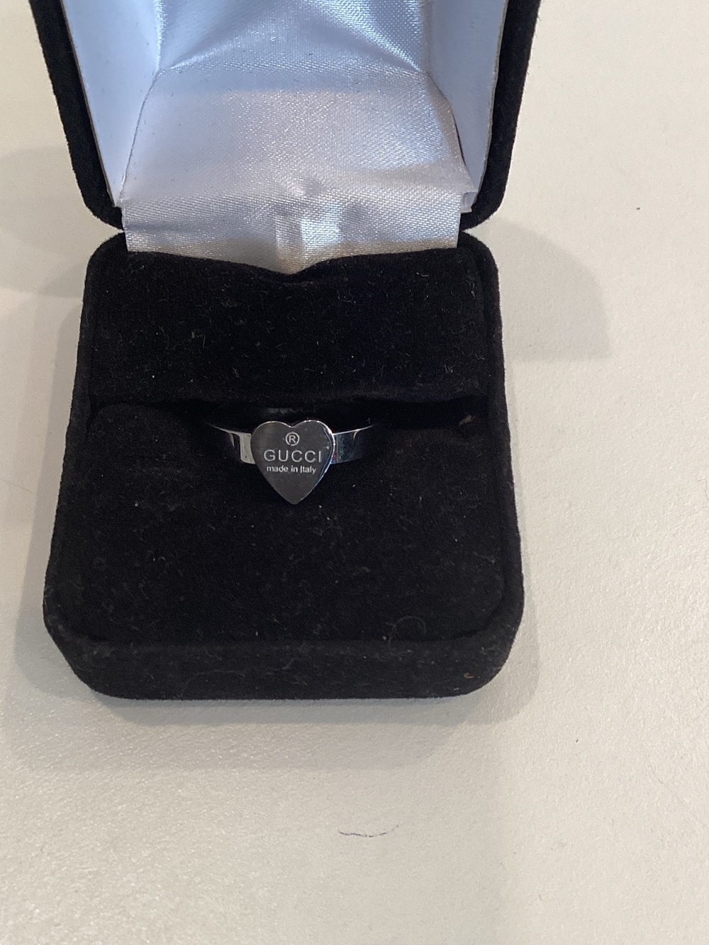 Gucci Silver Heart Logo Ring